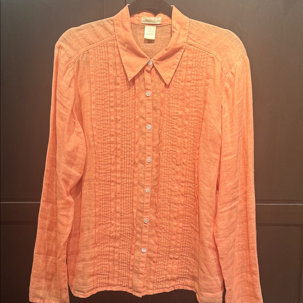 Sigrid Olsen Orange Button Down Shirt
